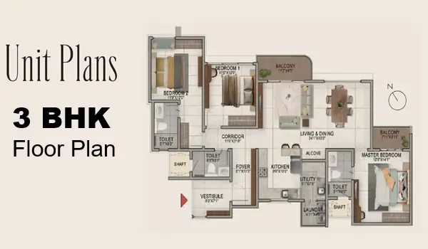 Featured Image of Sattva Vasuvi 3 BHK Floor Plan
