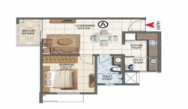 Featured Image of Sattva Vasuvi 1 BHK Apartment Floor Plan