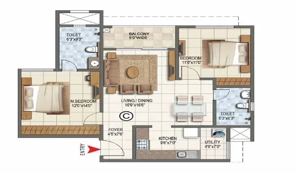 Featured Image of Sattva Vasuvi 2 BHK Apartment Floor Plan