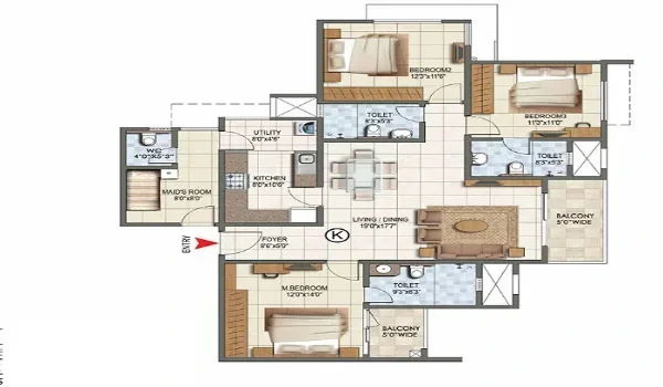 Featured Image of Sattva Vasuvi 3 BHK Apartment Floor Plan